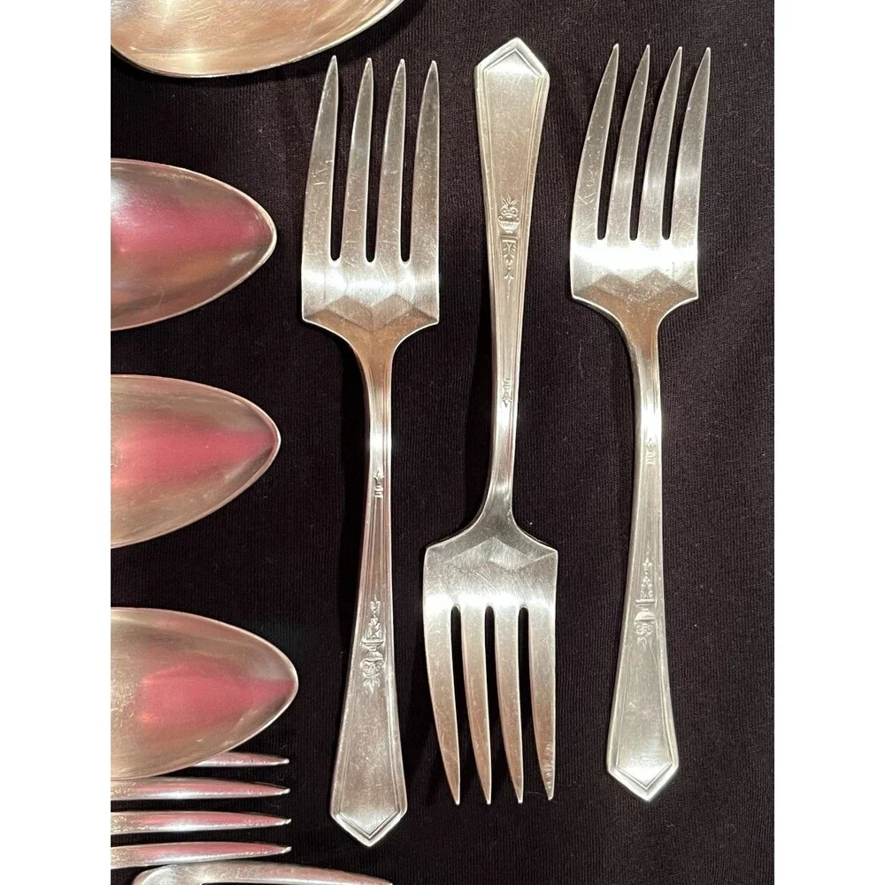 Antique Vtg 1920 Rogers XII Silver Plate Flatware Lot La Touraine Pattern 20 Pcs